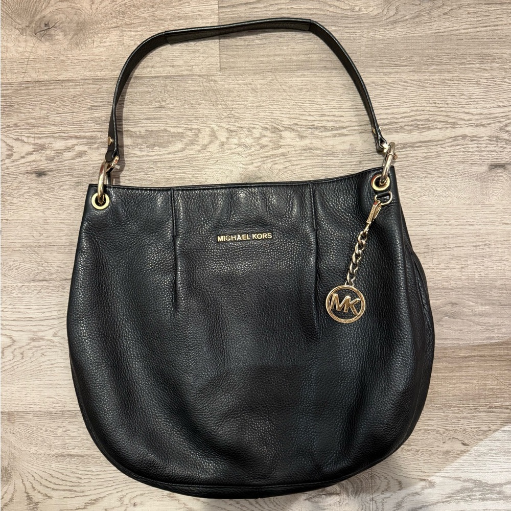 Michael Kors Black Pebbled Leather Shoulder Bag